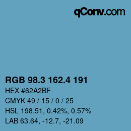 カラーコード: RGB 98.3 162.4 191 | qconv.com