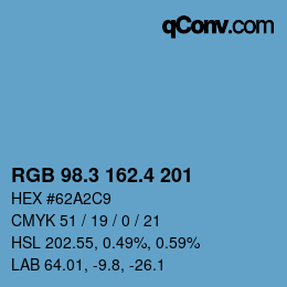 カラーコード: RGB 98.3 162.4 201 | qconv.com