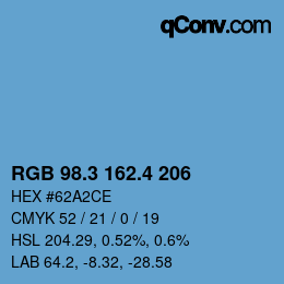 カラーコード: RGB 98.3 162.4 206 | qconv.com