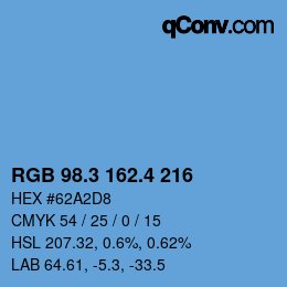 カラーコード: RGB 98.3 162.4 216 | qconv.com
