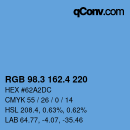 カラーコード: RGB 98.3 162.4 220 | qconv.com
