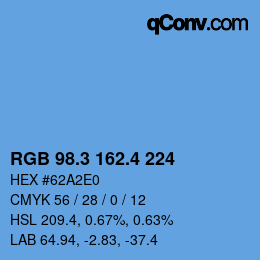 カラーコード: RGB 98.3 162.4 224 | qconv.com