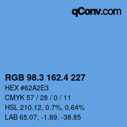 カラーコード: RGB 98.3 162.4 227 | qconv.com
