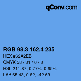 カラーコード: RGB 98.3 162.4 235 | qconv.com