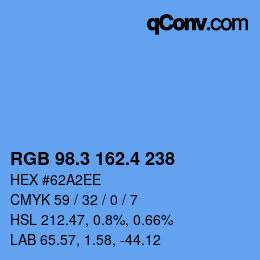 カラーコード: RGB 98.3 162.4 238 | qconv.com