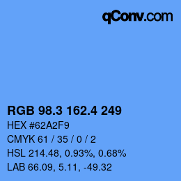 カラーコード: RGB 98.3 162.4 249 | qconv.com