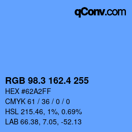 カラーコード: RGB 98.3 162.4 255 | qconv.com
