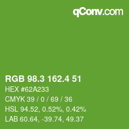 カラーコード: RGB 98.3 162.4 51 | qconv.com