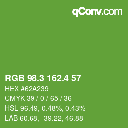 カラーコード: RGB 98.3 162.4 57 | qconv.com