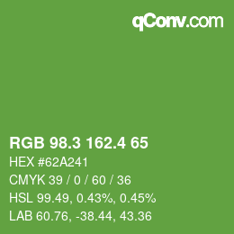 カラーコード: RGB 98.3 162.4 65 | qconv.com