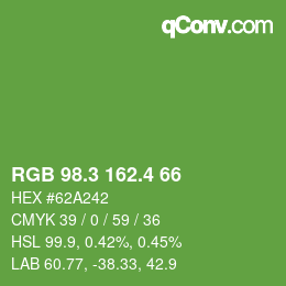 カラーコード: RGB 98.3 162.4 66 | qconv.com