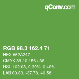 カラーコード: RGB 98.3 162.4 71 | qconv.com