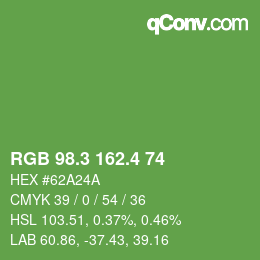カラーコード: RGB 98.3 162.4 74 | qconv.com