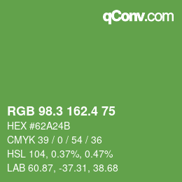 カラーコード: RGB 98.3 162.4 75 | qconv.com