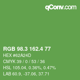 カラーコード: RGB 98.3 162.4 77 | qconv.com