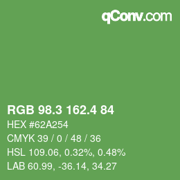 カラーコード: RGB 98.3 162.4 84 | qconv.com
