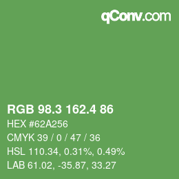 カラーコード: RGB 98.3 162.4 86 | qconv.com