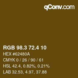 カラーコード: RGB 98.3 72.4 10 | qconv.com