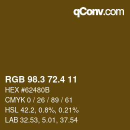 カラーコード: RGB 98.3 72.4 11 | qconv.com