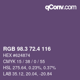 カラーコード: RGB 98.3 72.4 116 | qconv.com