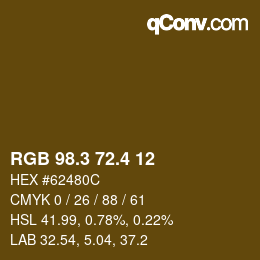 カラーコード: RGB 98.3 72.4 12 | qconv.com