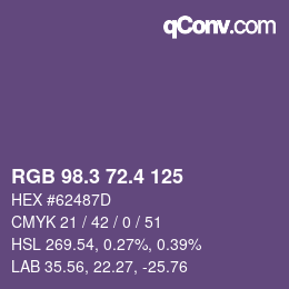 カラーコード: RGB 98.3 72.4 125 | qconv.com