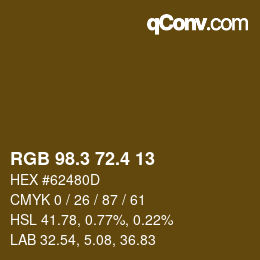 カラーコード: RGB 98.3 72.4 13 | qconv.com