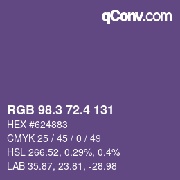カラーコード: RGB 98.3 72.4 131 | qconv.com