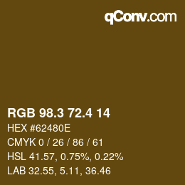 カラーコード: RGB 98.3 72.4 14 | qconv.com