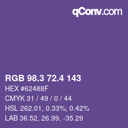 カラーコード: RGB 98.3 72.4 143 | qconv.com
