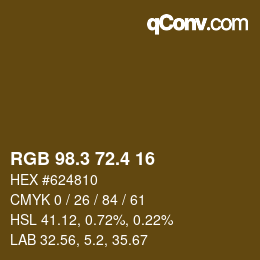 カラーコード: RGB 98.3 72.4 16 | qconv.com