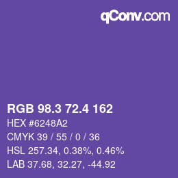 カラーコード: RGB 98.3 72.4 162 | qconv.com