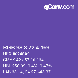 カラーコード: RGB 98.3 72.4 169 | qconv.com