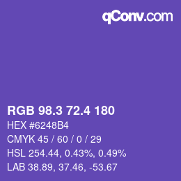 カラーコード: RGB 98.3 72.4 180 | qconv.com