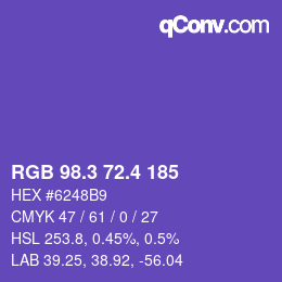カラーコード: RGB 98.3 72.4 185 | qconv.com