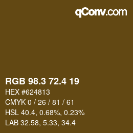 カラーコード: RGB 98.3 72.4 19 | qconv.com