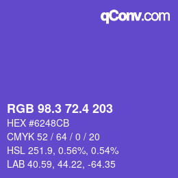 カラーコード: RGB 98.3 72.4 203 | qconv.com