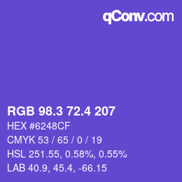 カラーコード: RGB 98.3 72.4 207 | qconv.com