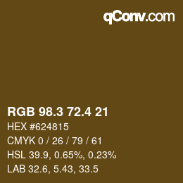 カラーコード: RGB 98.3 72.4 21 | qconv.com