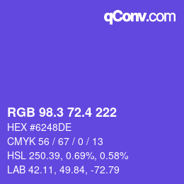 カラーコード: RGB 98.3 72.4 222 | qconv.com