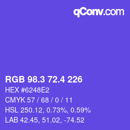 カラーコード: RGB 98.3 72.4 226 | qconv.com