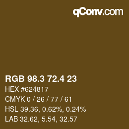 カラーコード: RGB 98.3 72.4 23 | qconv.com