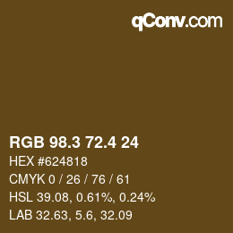 カラーコード: RGB 98.3 72.4 24 | qconv.com