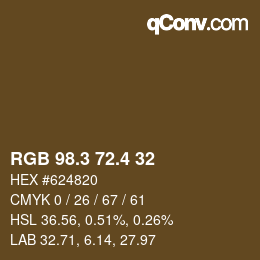 カラーコード: RGB 98.3 72.4 32 | qconv.com