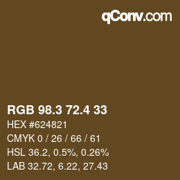 カラーコード: RGB 98.3 72.4 33 | qconv.com