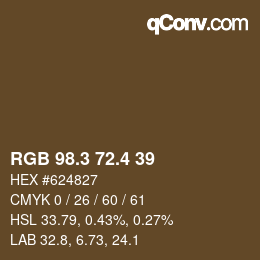 カラーコード: RGB 98.3 72.4 39 | qconv.com