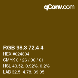 カラーコード: RGB 98.3 72.4 4 | qconv.com