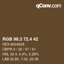 カラーコード: RGB 98.3 72.4 42 | qconv.com