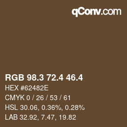 カラーコード: RGB 98.3 72.4 46.4 | qconv.com