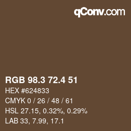 カラーコード: RGB 98.3 72.4 51 | qconv.com